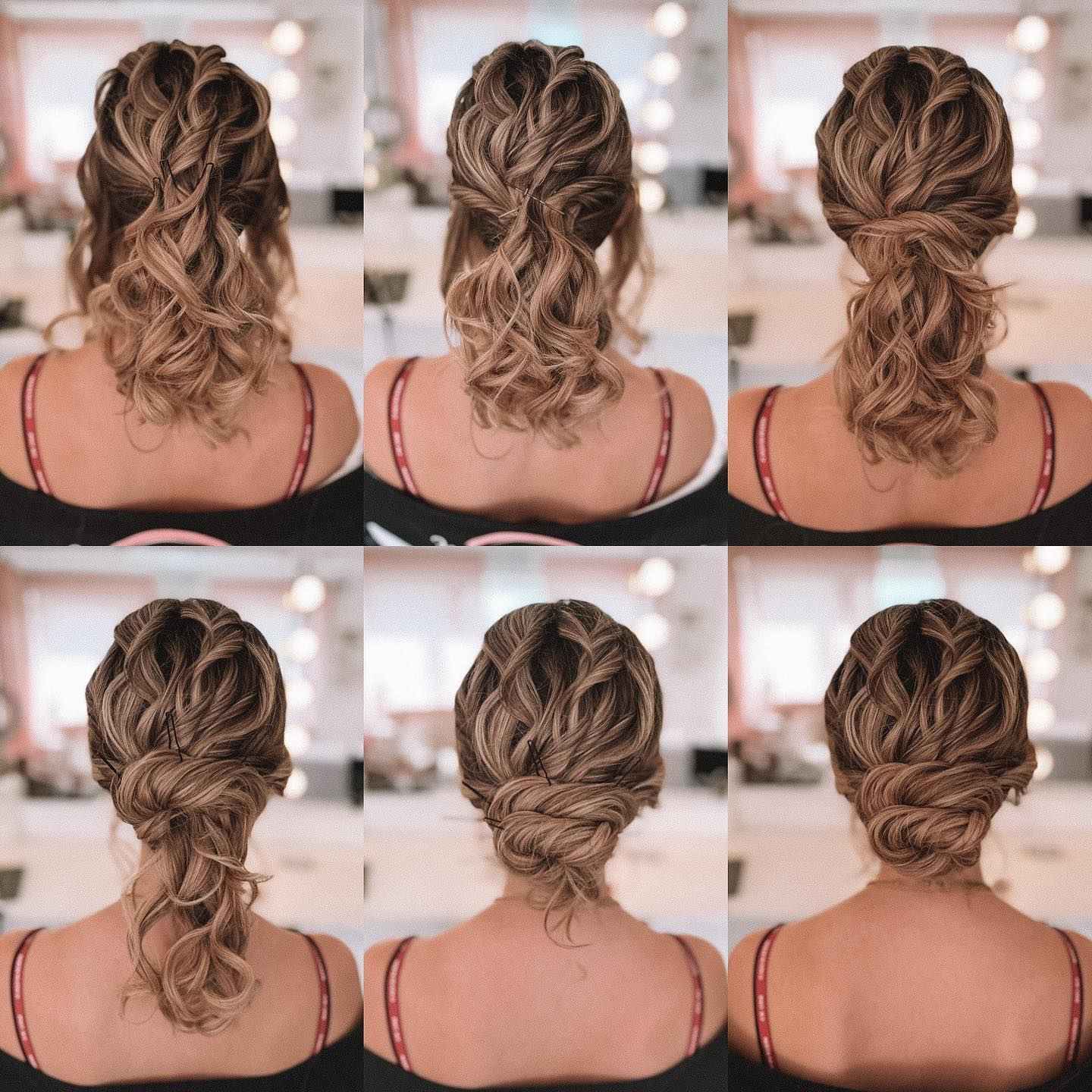 bridesmaid updo hairstyle for medium length via jeny.stylist