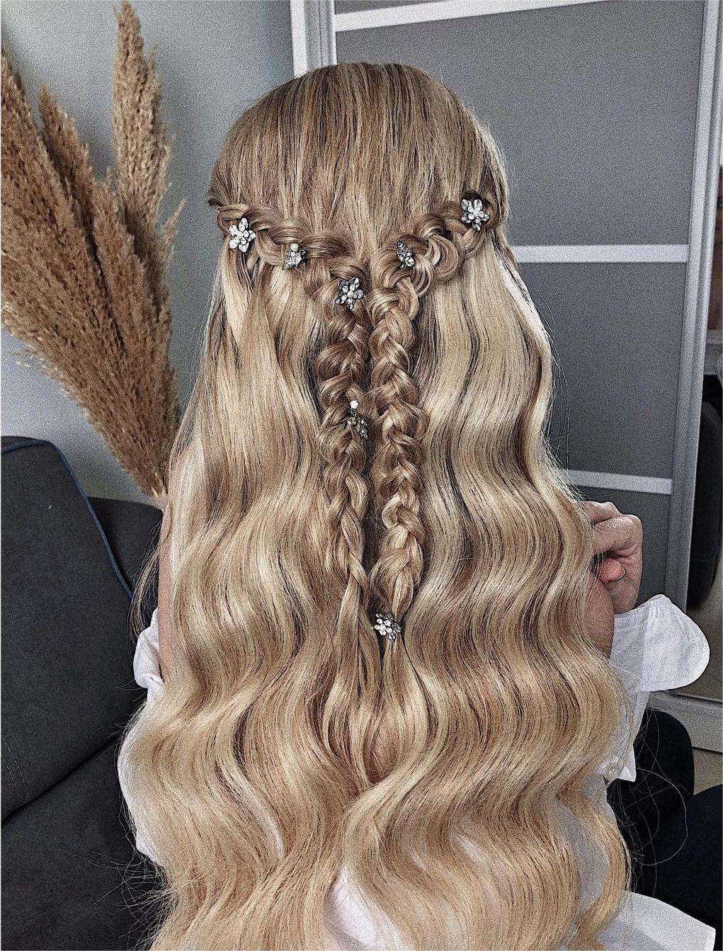double braided crown half up half down hairstyle via zhanna_syniavsk