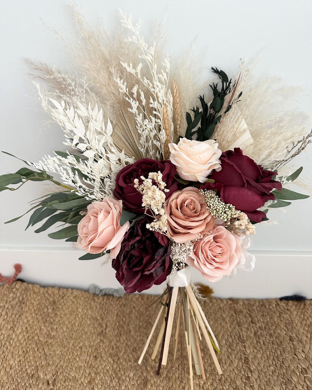 dried flower with artificial flower wedding bouquet viapampasoutlet