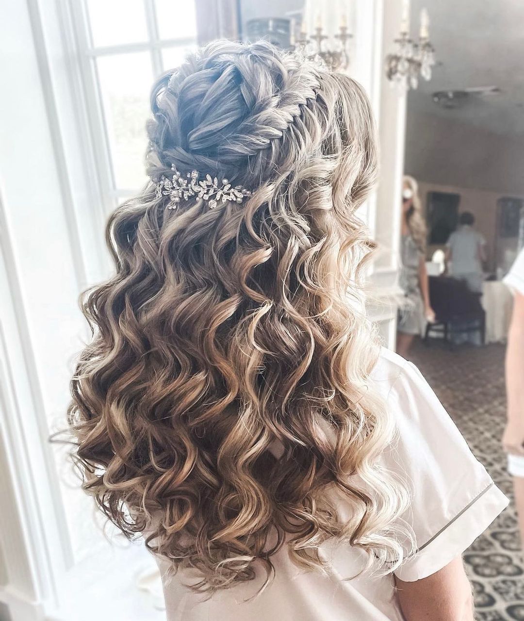 fishtail braided corwn half up half down prom hairstyle via hairstylesby_charlotte