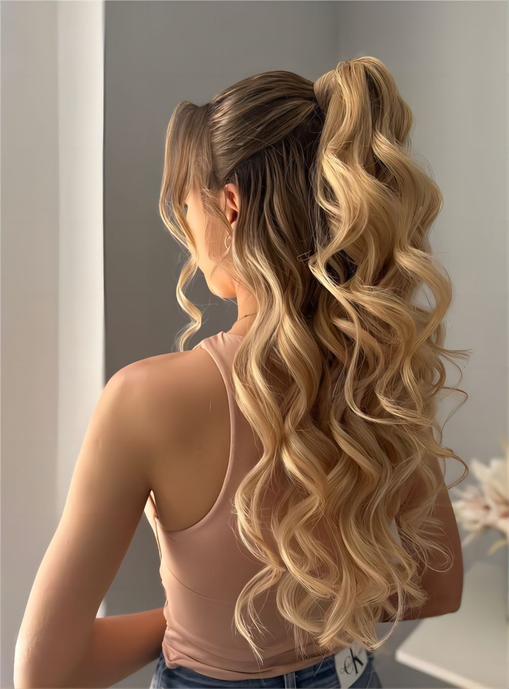 half ponytail down prom hairstyle via mariiahairstylist