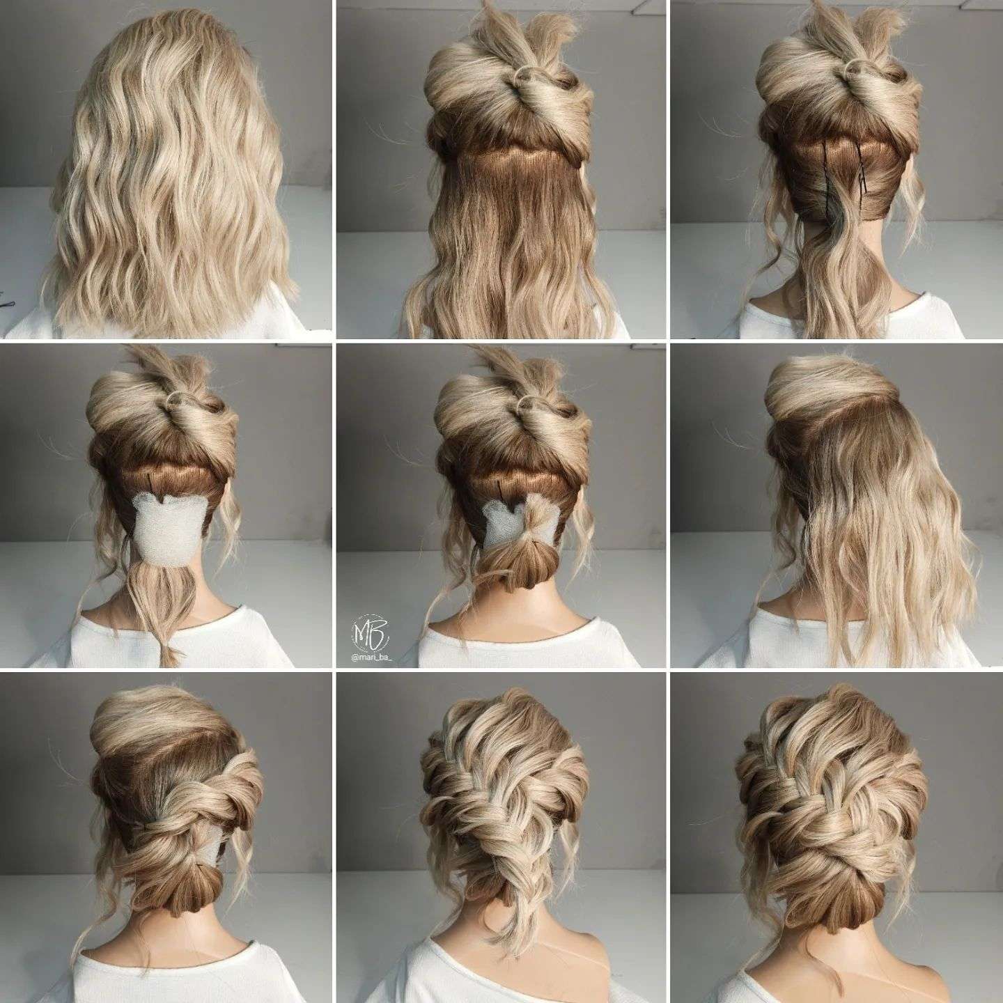medium length braided bun wedding hairstyle via mari_ba