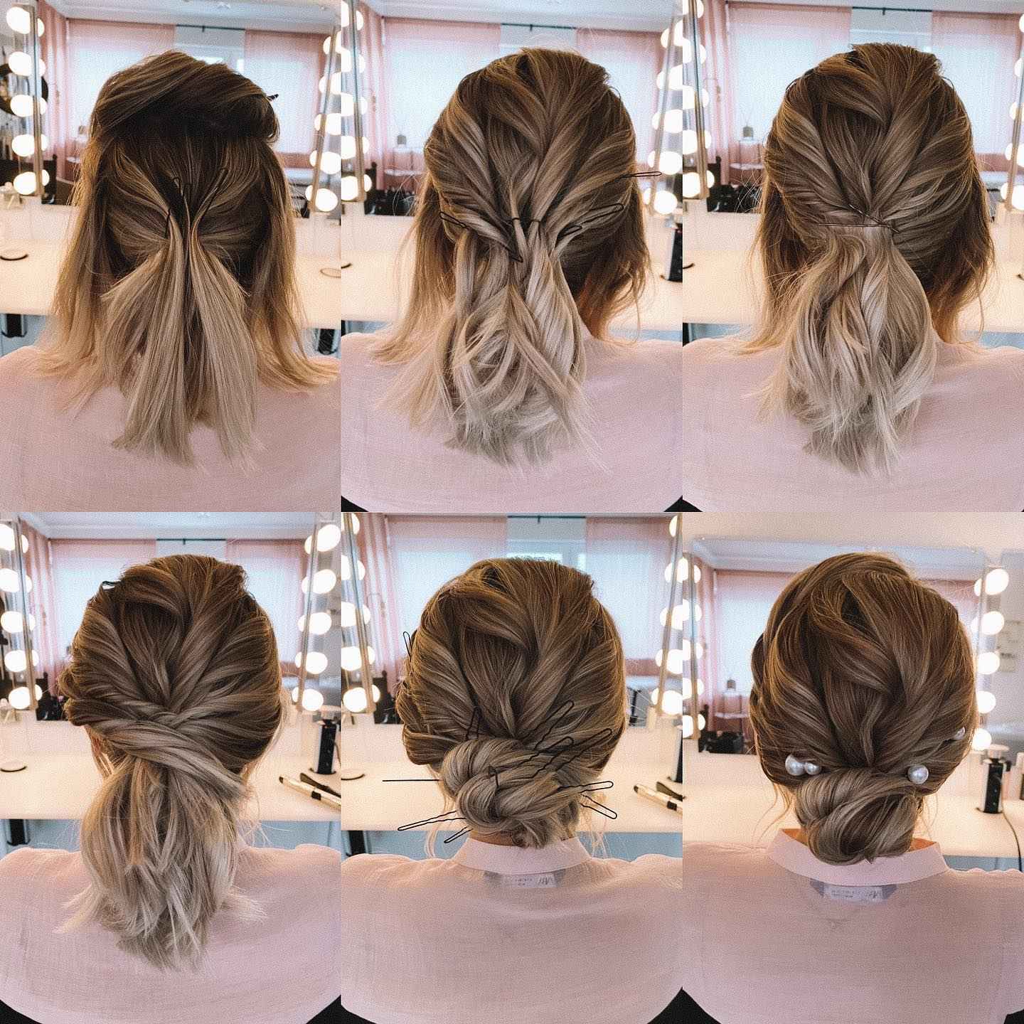 medium length bridesmaid updo hairstyle via jeny.stylist