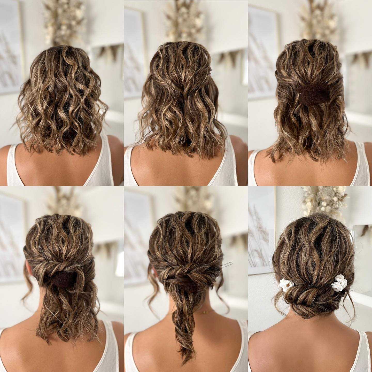 medium length twisted bridesmaid updo hairstyle via jeny.stylist