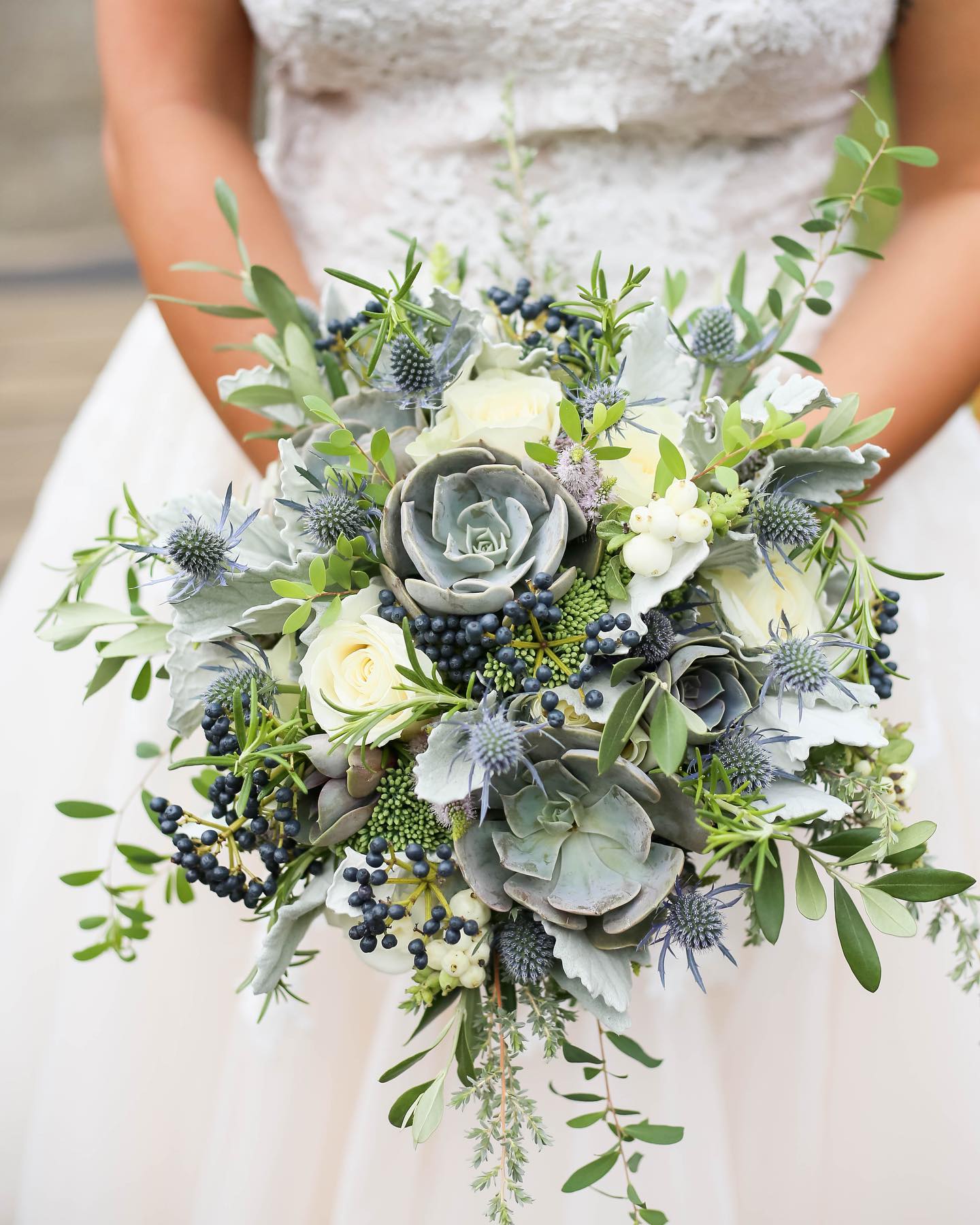 succulent and greenery wedding bouquet