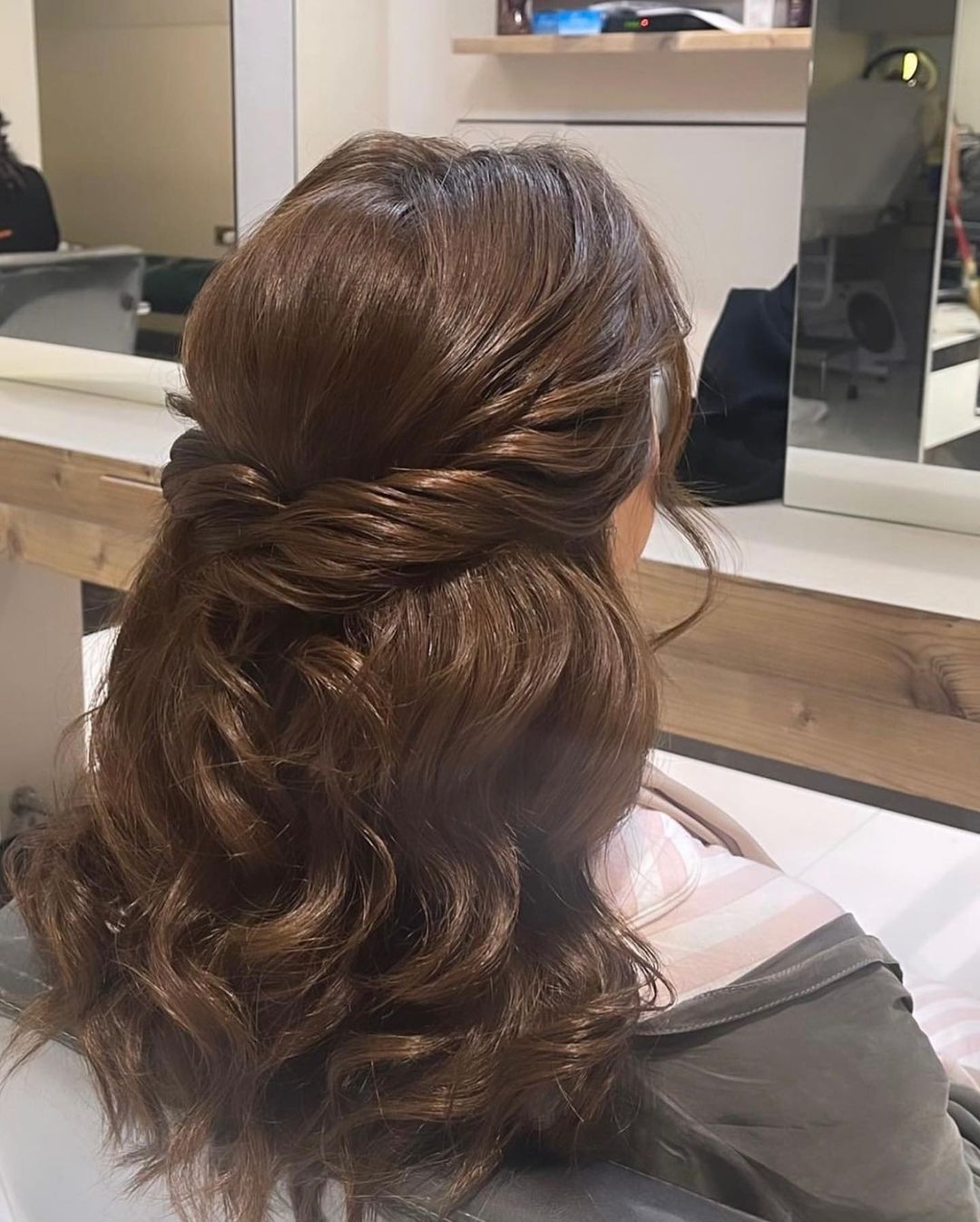 twist half up medium length bridesmaid hairstyle via paceeluce_bahrain