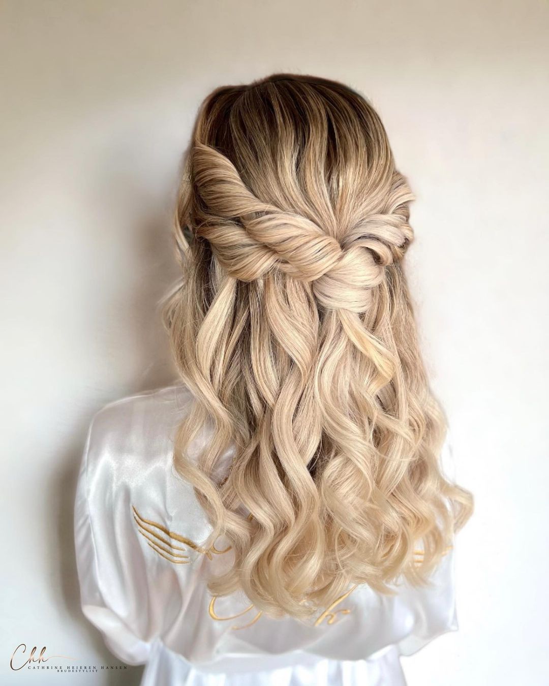 twisted half up ombre hairstyle via cathrineheierenhansen