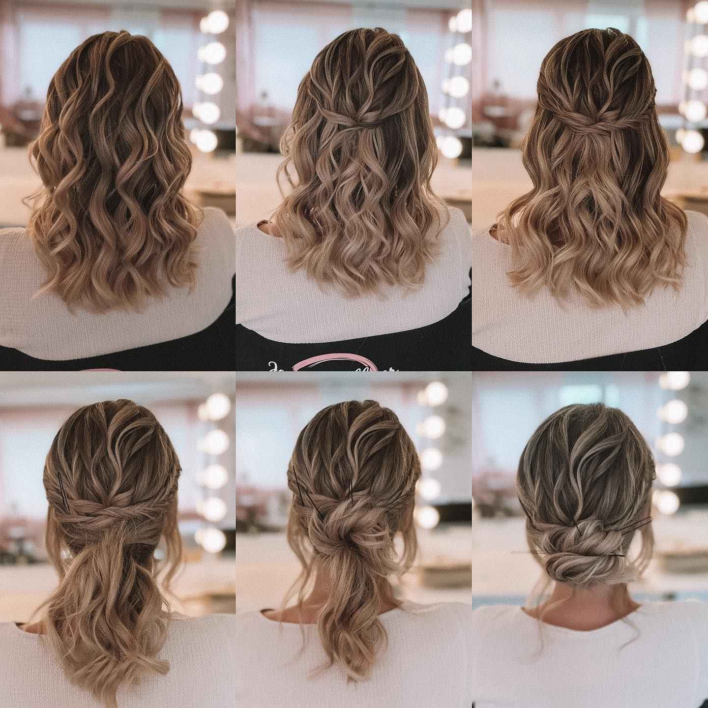 twisted medium length bridesmaid updo hairstyle via jeny.stylist