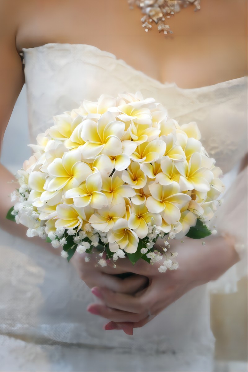 Plumeria wedding bouquet
