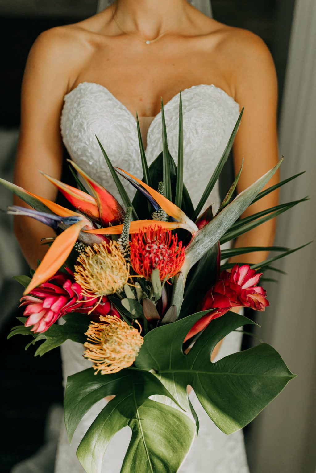 Sage and Ivory Tropical Birds of Paradise Wedding Bouquet