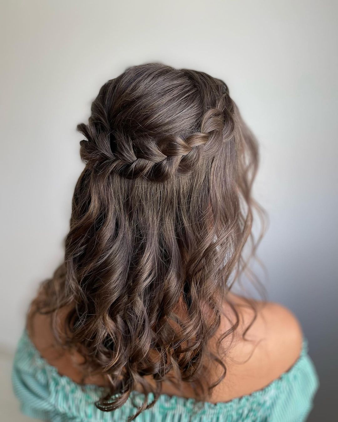 braided crown half up half down prom hair via penteadoscintiareis