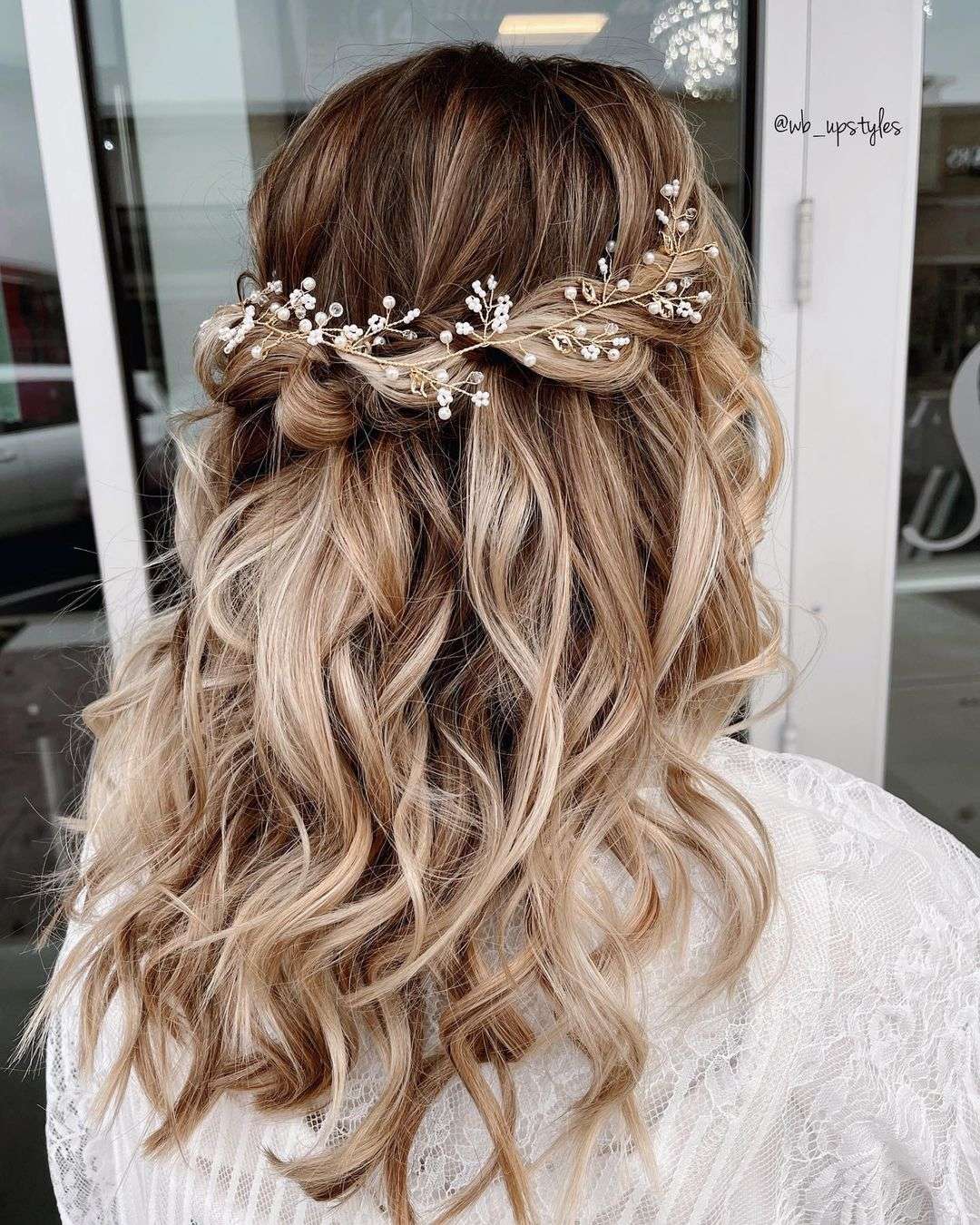 half braided half down hairstyles for medium length prom hair via wb_upstyles