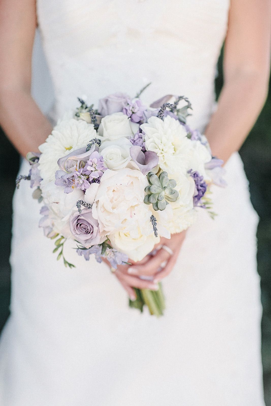 lavender and white flower wedding bouquet