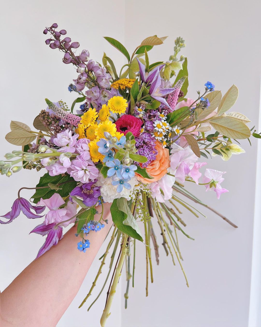 lavender and yellow summer wedding bouquet via romeoandsucculent