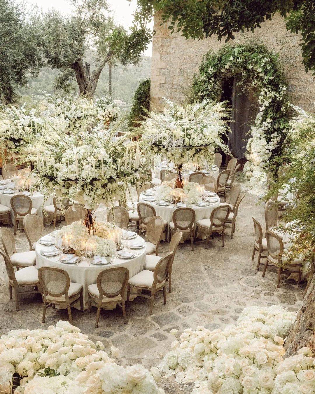 luxury tall white flower tree wedding centerpiece for round table