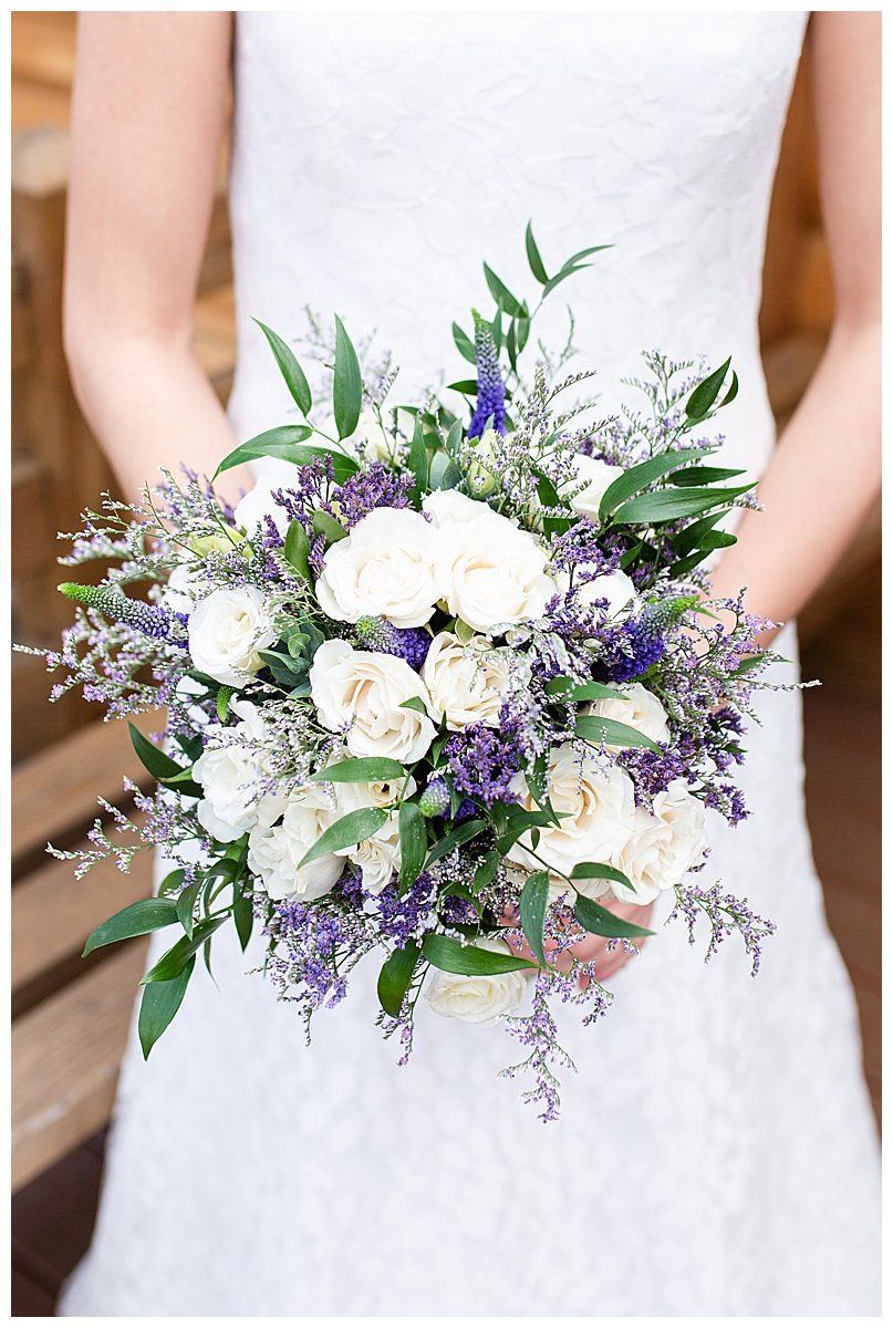 rustic lavender and white wedding bouquet