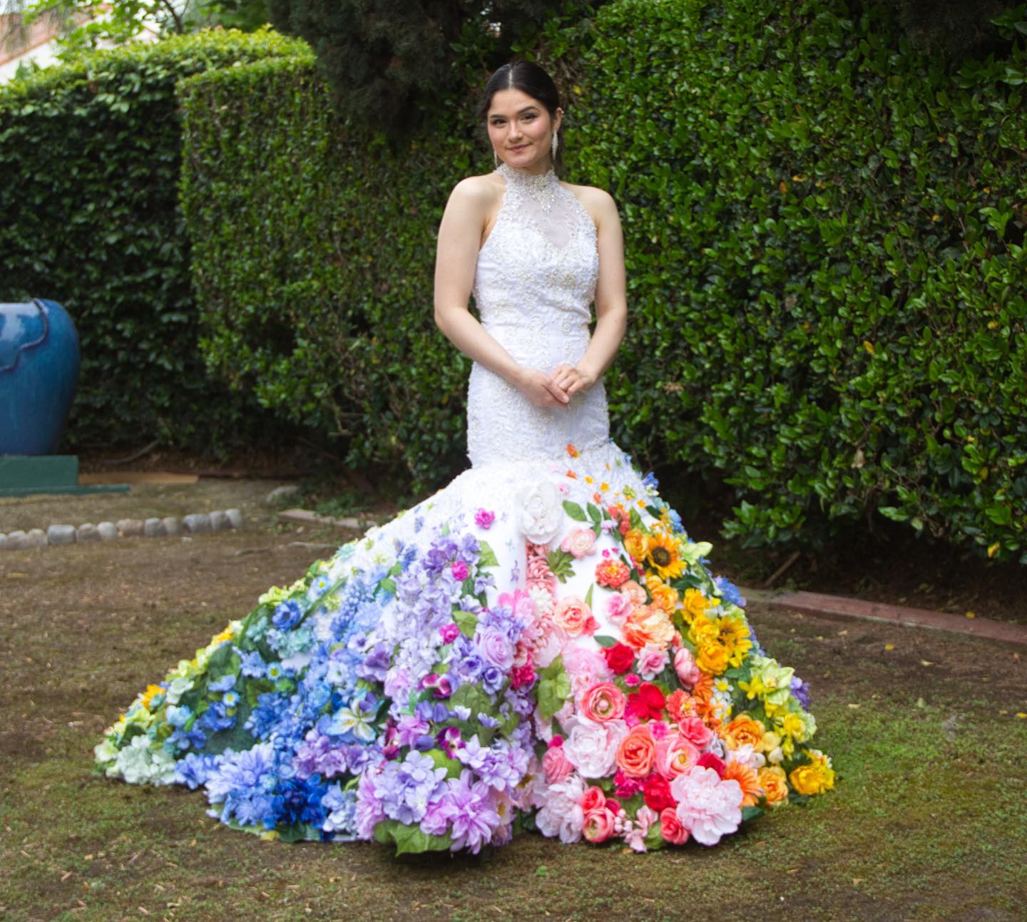 Colorful Mermaid Rainbow Wedding Dress