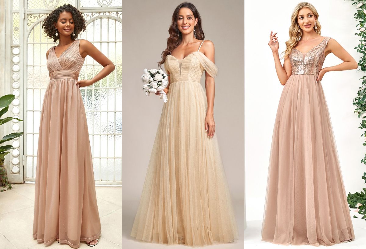 champagne gold bridesmaid dresses