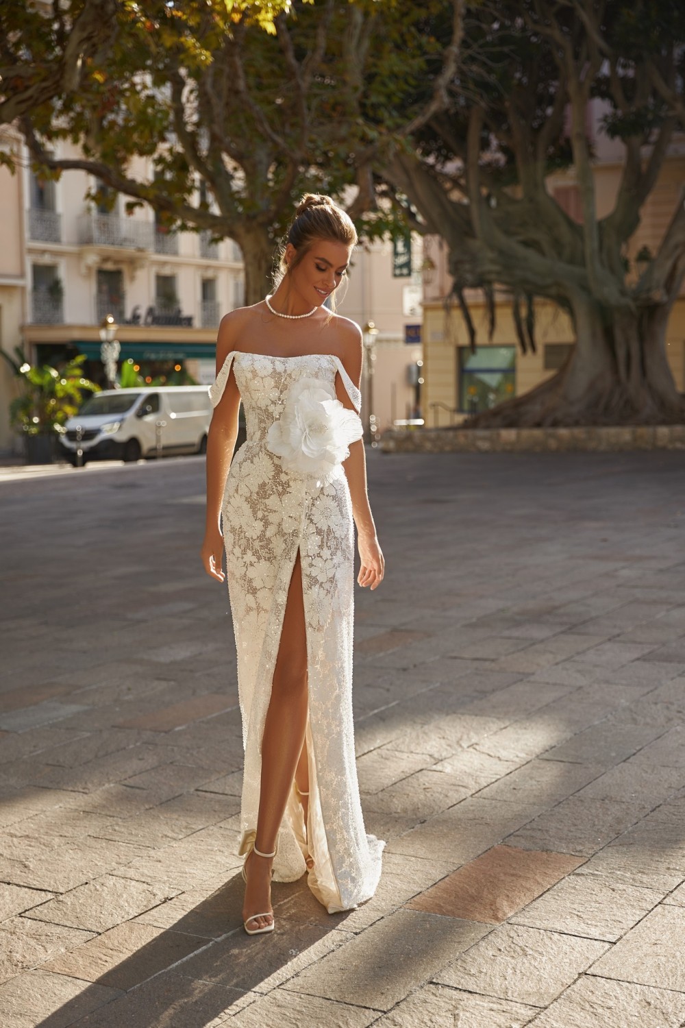 sheath wedding dress with slip